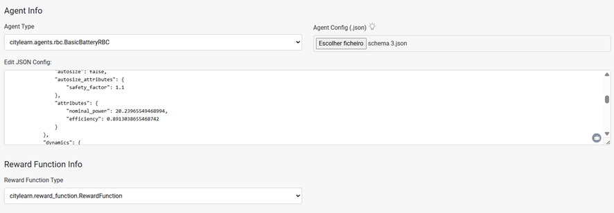 Agent and reward configuration